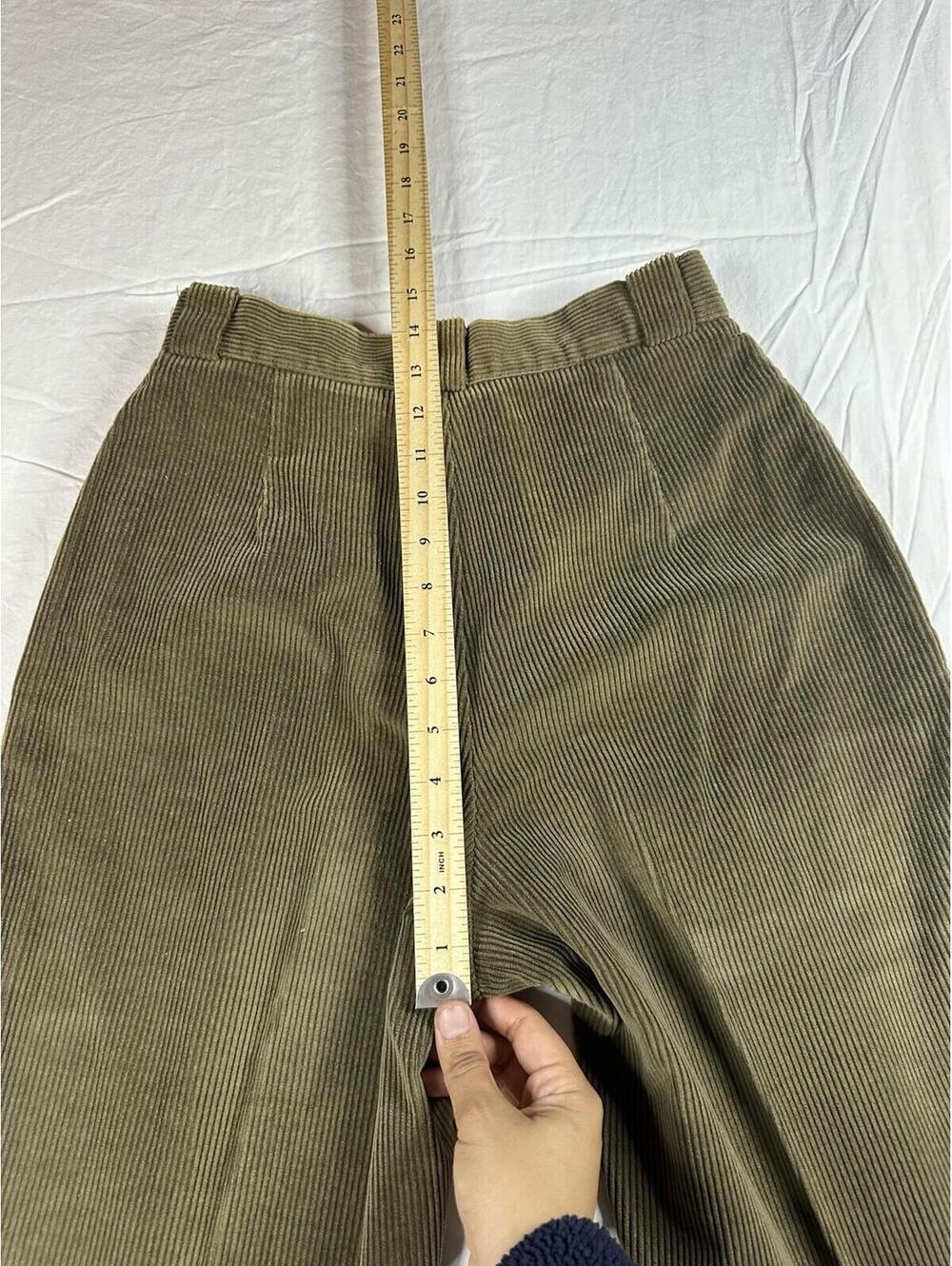 ✨🌿 Vintage Weathervane USA Olive Corduroy High Waist Pleated Pants Size 6🌿✨ - Picture 15 of 16